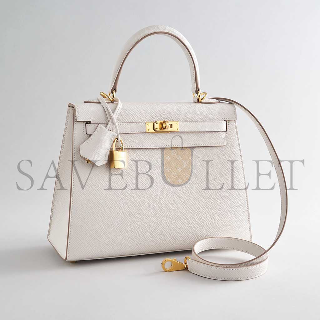 HERMÈS MASTER KELLY 25 EPSOM GRIS PALE GOLD HARDWARE (25*17*7cm) 